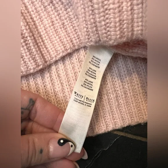 White House Black Market pink Womens Turtleneck Sweater Wool cashmere Blend - Picture 5 of 5